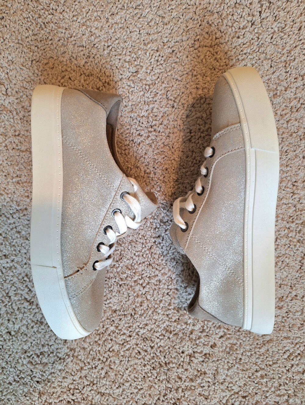 TOM'S Women's Kameron Lace-Up Sneakers Champagne Gold Metallic Size 7.5 - Picture 5 of 9